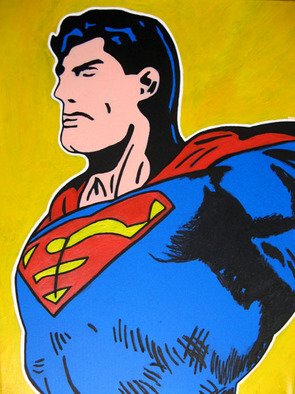 David Mihaly: 'Superman', 2008 Acrylic Painting, Comics.  Faster than a speeding bullet. . . ...