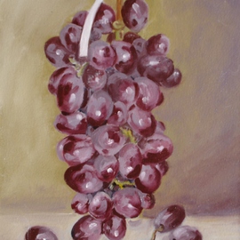 S. Josephine Weaver: 'Hanging Grapes', 2009 Oil Painting, Still Life. Artist Description:    fruit, ribbon, cluster    ...