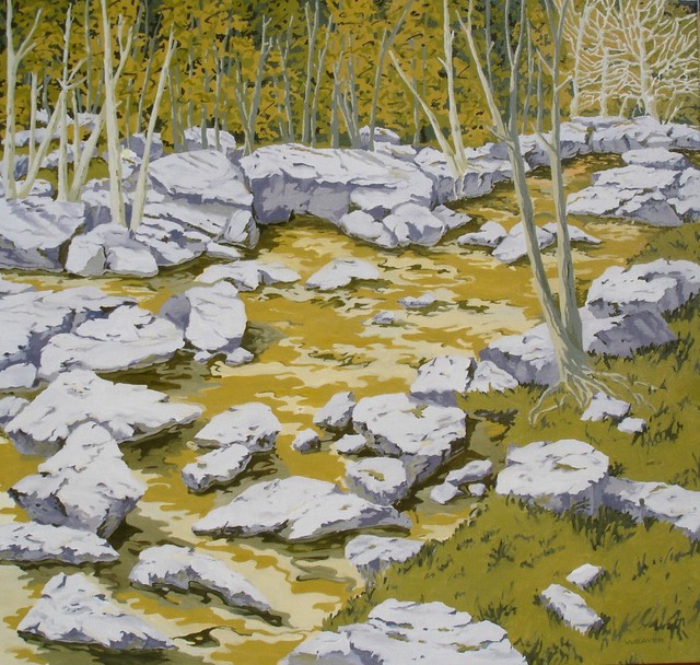 Artist S. Josephine Weaver. 'River Rocks' Artwork Image, Created in 2005, Original Mixed Media. #art #artist