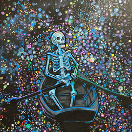 Sean Willett: 'stargazer', 2017 Acrylic Painting, Home. Artist Description: Blue skeleton ...