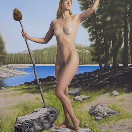 Seidai Tamura: 'Summer Days 2', 2012 Oil Painting, Figurative. Artist Description:  For sometime I' ve been looking for a background scene which has a vivid blue lake amidst dark trees. I finally found almost exactly what I had in mind at Jackson Meadows reservoir. Although nothing beats the majestic view of Lake Tahoe ( at least around in my ...