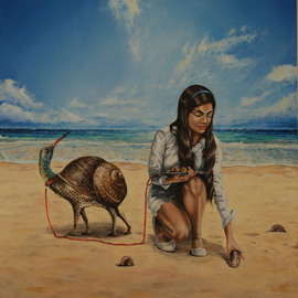 Sergey Kirillov: 'on the beach', 2018 Oil Painting, Surrealism. Artist Description: oil. canvas...