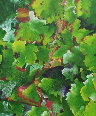 Steven Fleit: 'bordeaux vineyard 3', 2017 Acrylic Painting, Botanical. Bordeaux, France vineyard, fall, grape leaves, ...
