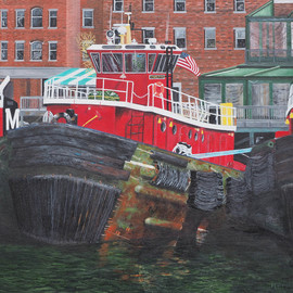 Steven Fleit: 'portsmouth tugboat', 2018 Acrylic Painting, Seascape. Artist Description: One of the iconic tugboats located in Portsmouth, NH. ...