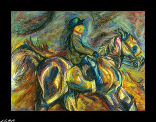 D Loren Champlin: 'The Event', 1996 Pastel, Animals. This is a picture of a horse and rider originally done in pastels. ...