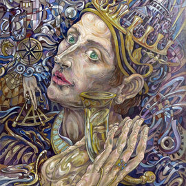 Giorgi Arutinov: 'KingofCups', 2016 Acrylic Painting, Spiritual. Artist Description:   Inspired by archetypes encoded in a tarot deck symbolism.  ...