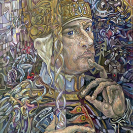 Giorgi Arutinov: 'KingofWands', 2016 Acrylic Painting, Spiritual. Artist Description:   Inspired by archetypes encoded in a tarot deck symbolism.  ...