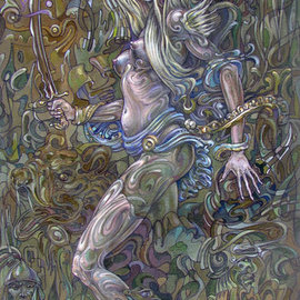 Giorgi Arutinov: 'QueenofSwords', 2016 Acrylic Painting, Spiritual. Artist Description:   Inspired by archetypes encoded in a tarot deck symbolism.  ...