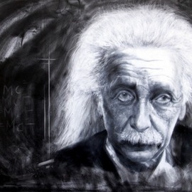 Bharti Yadav: 'einstein', 2014 Other Painting, Famous People. Artist Description: Painting in mix media on canvas. Very close tones in black and white.  Ball point pen and charcoal ...