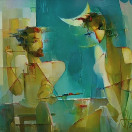 Pavel Shamykaev: 'Artist and the model', 2009 Oil Painting, Abstract Figurative. 
