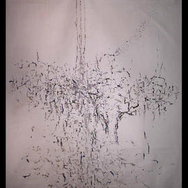 Richard Lazzara: 'MIND CODING NETWORK', 1972 Oil Painting, Visionary. Artist Description: MIND CODING NETWORK 1972  is a sumie calligraphy mindscape oil painting from the TALKING CALLIGRAPHY COLLECTION as archived at 