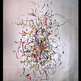 Richard Lazzara: 'MOSAIC FORMATIVE NETWORK', 1972 Oil Painting, Visionary. Artist Description: MOSAIC FORMATIVE NETWORK 1972  is a sumie calligraphy mindscape oil painting from the TALKING CALLIGRAPHY COLLECTION as archived at 