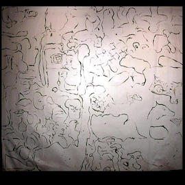 Richard Lazzara: 'PSYCHIC IDEOVECTOR  NETWORK', 1972 Oil Painting, Visionary. Artist Description: PSYCHIC IDEOVECTOR NETWORK 1972 is a sumie calligraphy mindscape oil painting from the TALKING CALLIGRAPHY COLLECTION as archived at 