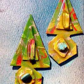 Richard Lazzara: 'arrow heads ear ornaments', 1989 Mixed Media Sculpture, Fashion. Artist Description: arrow heads ear ornaments from the folio LAZZARA ILLUMINATION DESIGN are available at 