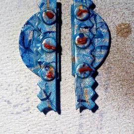 Richard Lazzara: 'blue mystic ear ornaments', 1989 Mixed Media Sculpture, Fashion. Artist Description: blue mystic ear ornaments from the folio LAZZARA ILLUMINATION DESIGN are available at 