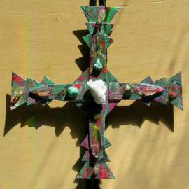 Richard Lazzara: 'coral cross bolo or pin ornament', 1989 Mixed Media Sculpture, Fashion. Artist Description: coral cross bolo or pin ornament from the folio LAZZARA ILLUMINATION DESIGN is available at 