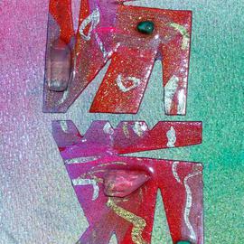 Richard Lazzara: 'crystal letters ear ornaments', 1989 Mixed Media Sculpture, Fashion. Artist Description: crystal letters ear ornaments from the folio LAZZARA ILLUMINATION DESIGN are available at 