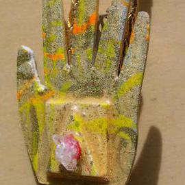 Richard Lazzara: 'gold hand bolo or pin ornament', 1989 Mixed Media Sculpture, Fashion. Artist Description: gold hand bolo or pin ornament from the folio LAZZARA ILLUMINATION DESIGN is available at 
