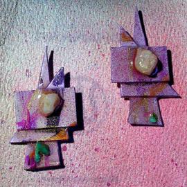 Richard Lazzara: 'opal search ear ornaments', 1989 Mixed Media Sculpture, Fashion. Artist Description: opal search ear ornaments from the folio LAZZARA ILLUMINATION DESIGN are available at 