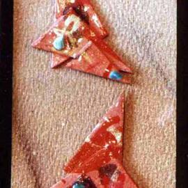 Richard Lazzara: 'peach ear ornaments', 1989 Mixed Media Sculpture, Fashion. Artist Description: peach ear ornaments from the folio LAZZARA ILLUMINATION DESIGN are available at 