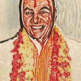 Richard Lazzara: 'poonjaji', 1999 Acrylic Painting, Portrait. Artist Description: H. W. L. Poonja- ji, in a glow of Self radiates truth, in this memorial portrait of his appearance. This is a sage portrait from 
