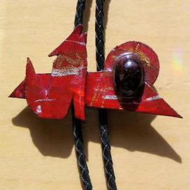 Richard Lazzara: 'red coyote bolo or pin ornament', 1989 Mixed Media Sculpture, Fashion. Artist Description: red coyote bolo or pin ornament from the folio LAZZARA ILLUMINATION DESIGN is available at 