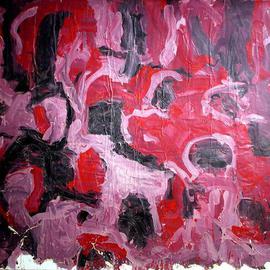 Richard Lazzara: 'red lotus rising again', 1972 Oil Painting, Abstract. Artist Description: red lotus rising again 1972  from the folio  