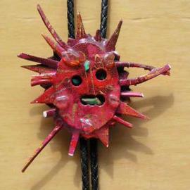 Richard Lazzara: 'red sun bolo or pin ornament', 1989 Mixed Media Sculpture, Fashion. Artist Description: red sun bolo or pin ornament from the folio LAZZARA ILLUMINATION DESIGN is available at 