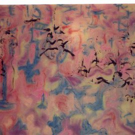 Richard Lazzara: 'seaweed on the ocean of mind', 1992 Acrylic Painting, Seascape. Artist Description: The calligraphy in this Mahasamadhi painting is like' seaweed on the ocean of mind' telling you about the forms that arise from within. This Mahasamadhi painting is available from 