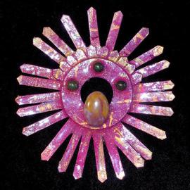 Richard Lazzara: 'solar agate pin ornament', 1989 Mixed Media Sculpture, Fashion. Artist Description: solar agate pin ornament from the folio LAZZARA ILLUMINATION DESIGN is available at 
