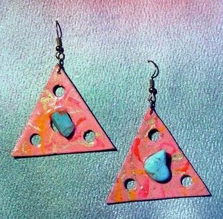 Richard Lazzara: 'turquoise triangle ear ornaments', 1989 Mixed Media Sculpture, Fashion. turquoise triangle ear ornaments from the folio LAZZARA ILLUMINATION DESIGN are available at 