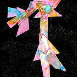 Richard Lazzara: 'walking clovis man pin ornament', 1989 Mixed Media Sculpture, Fashion. Artist Description: walking clovis man pin ornament from the folio LAZZARA ILLUMINATION DESIGN is available at 