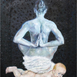 Sheila Fraga: 'EL ANGEL HABLO', 2009 Oil Painting, Meditation. Artist Description:  maternity and spirituality ...