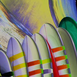 Shelley Catlin: 'Surfboards for sale', 2014 Digital Photograph, Abstract. Artist Description:   California surfboards, vibrant colors, beach    ...