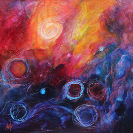 Shelly Leitheiser: 'Segment of the Lagoon', 2015 Acrylic Painting, Abstract. Artist Description:   This is an abstract nebula scene in bright colors such as oranges, magenta, blues and violets. Painted in 2015, it is 24