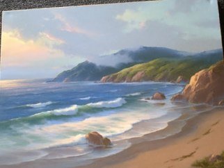 Sheri Daniels-wood: 'Afternoon Fog', 1972 Oil Painting, Seascape.       This is a painting of the  Oregon coast. by Earl Daniels     ...