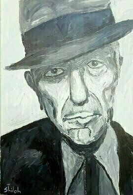 Dan Shiloh: 'portrait leonard cohen', 2023 Acrylic Painting, Portrait. Portrait of the Canadian singer Leonard Cohen...