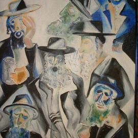 Shoshannah Brombacher: 'The Third of Tamuz', 1996 Oil Painting, Death. Artist Description: This picture was made after the Lubavitcher Rebbe passed away. It shows a levaya. ...