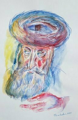 Shoshannah Brombacher: 'discussion', 2020 Paper, Judaic. This drawingwatercolor pencil on paper, 8. 5 X 12. 5belongs to a series about the life and legends of the Shpoler Zeidasee 
