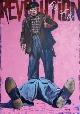 Igor Shulman: 'face of the revolution', 2019 Oil Painting, People. This is not a horror story. A simple poster. I thought about this. What will be the person who will kill you  A decent revolution, as a rule, carries a civil war. And in this war people also kill each other. Only there each other is killed by ordinary people, ...
