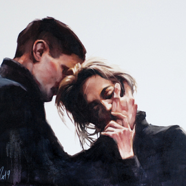 Igor Shulman: 'thank you', 2019 Oil Painting, Love. Artist Description: Such scenes rarely occur during the separation of two adults.  More often, the opposite happens.  Instead, the word thank you, only resentment and the desire to hurt.  Instead of understanding and forgiveness, only the battle and the desire to humiliate.Why, just yesterday, a loved one, we are ...