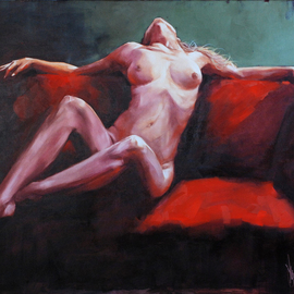 Igor Shulman: 'tomorrow evening', 2020 Oil Painting, Erotic. Artist Description: At first I wanted to call this pictureAnticipation.  And this would be absolutely true, both in meaning and in content.  But to me this word seemed banal and worn out.  And I decided to cheat.  Essentially, nothing has changed.  But the specifics appeared in time.  The event is ...