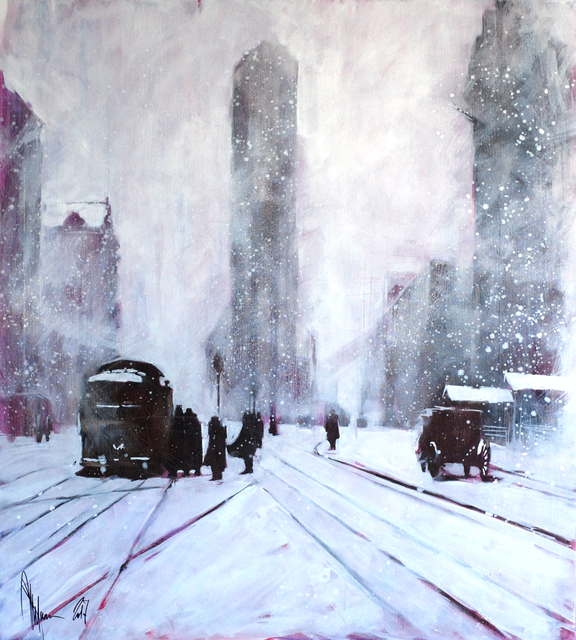 Artist Igor Shulman. 'Winter Retro' Artwork Image, Created in 2018, Original Painting Ink. #art #artist