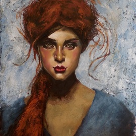 Tatiana Siedlova: 'redhead girl', 2016 Oil Painting, Portrait. Artist Description: The girl that I like is young, quite petite, I might addBluish- greenish turquoise eyes, like the forest and the sea combined Her voice, a sweet, gentle overtone  the ocean, calm waves that reach ashoreThe breeze, blows the forest trees  a rustle, soothing to the human ...