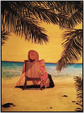 Sandi Carpenter: 'Fruition of a Dream', 2008 Other Painting, Beach.  Original hand painted silk with French fabric dyes; double matted in a beautiful custom tropical frame. ...