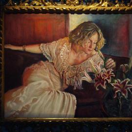Morris Docktor: 'Bride in antique wedding gown', 2013 Oil Painting, Representational. Artist Description:   OIl portrait of bride in a romantically sensual style !    ...