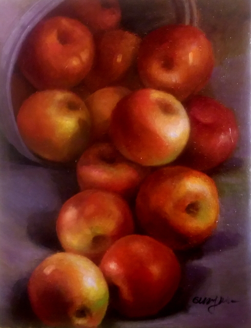 Artist Eun Yun. 'Apples' Artwork Image, Created in 2017, Original Painting Oil. #art #artist