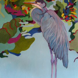 Sharon Nelsonbianco Artwork Curious Birds CHARLIE, 2014 Acrylic Painting, Wildlife
