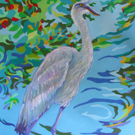 Sharon Nelsonbianco Artwork Curious Birds MAURICE, 2014 Acrylic Painting, Wildlife