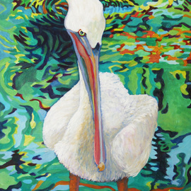 Sharon Nelsonbianco Artwork Curious Birds RALPH, 2014 Acrylic Painting, Wildlife